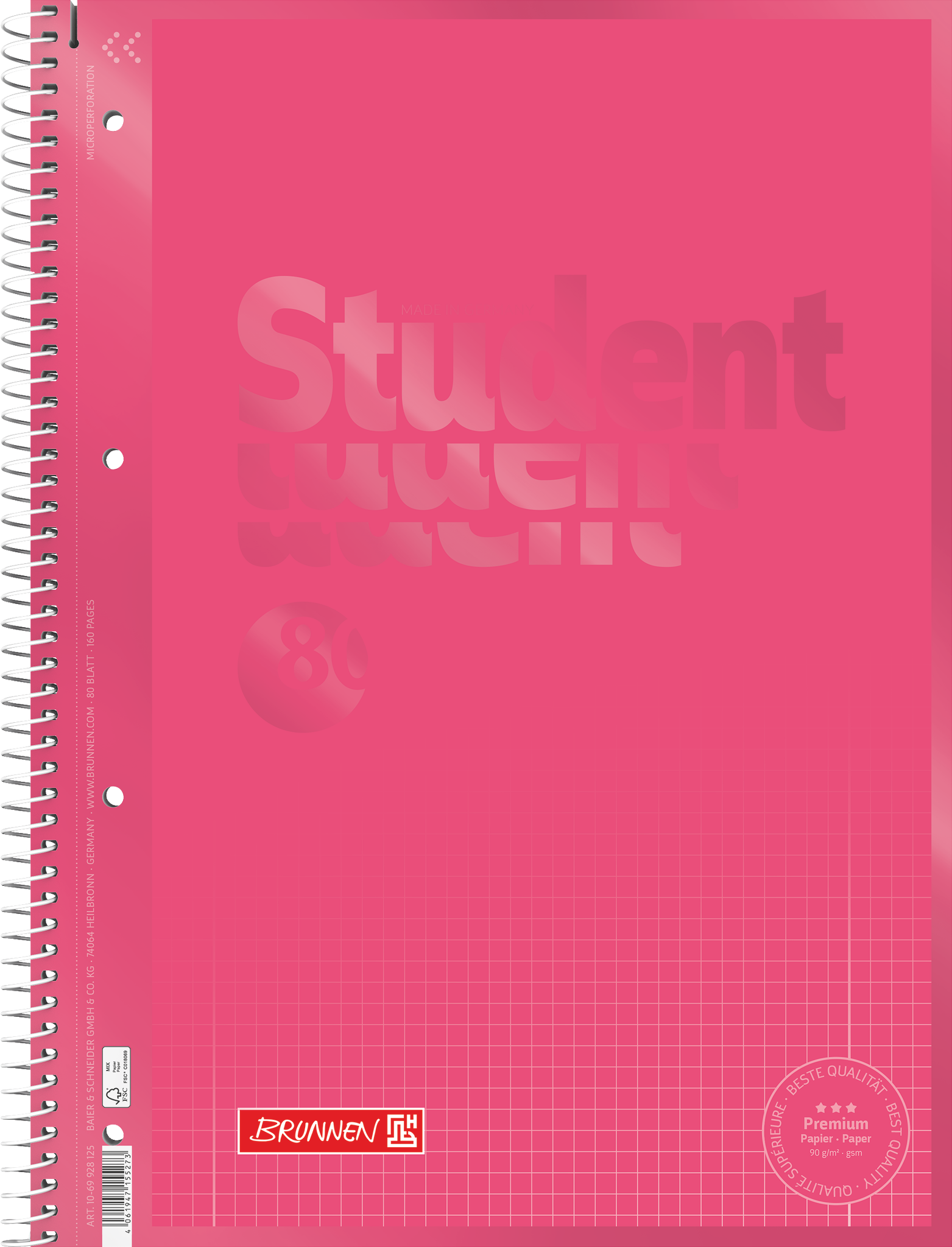Collegeblock Premium Student Colour Code | A4, Lineatur 28, 80 Blatt, tulip