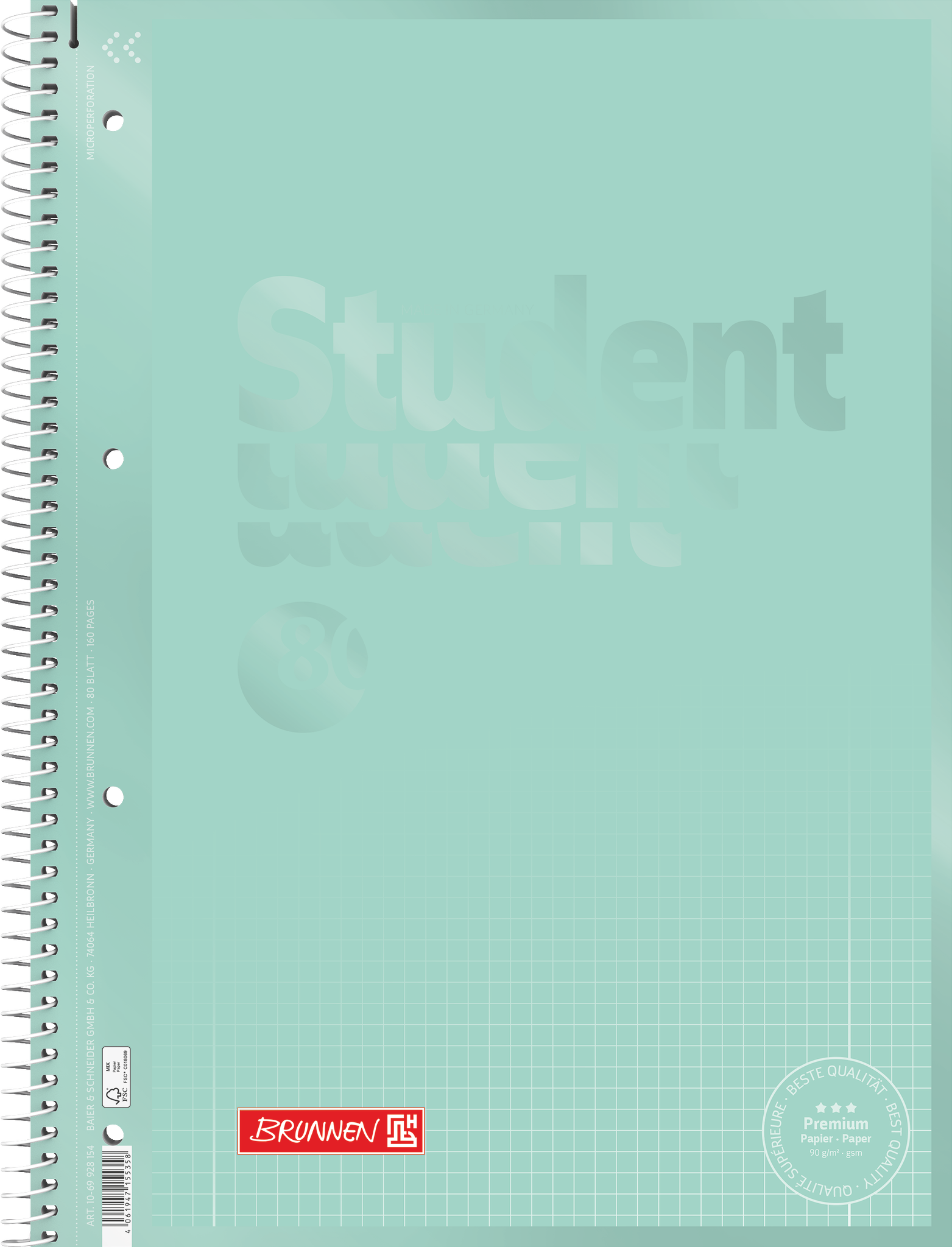 Collegeblock Premium Student Colour Code | A4, Lineatur 28, 80 Blatt, mint