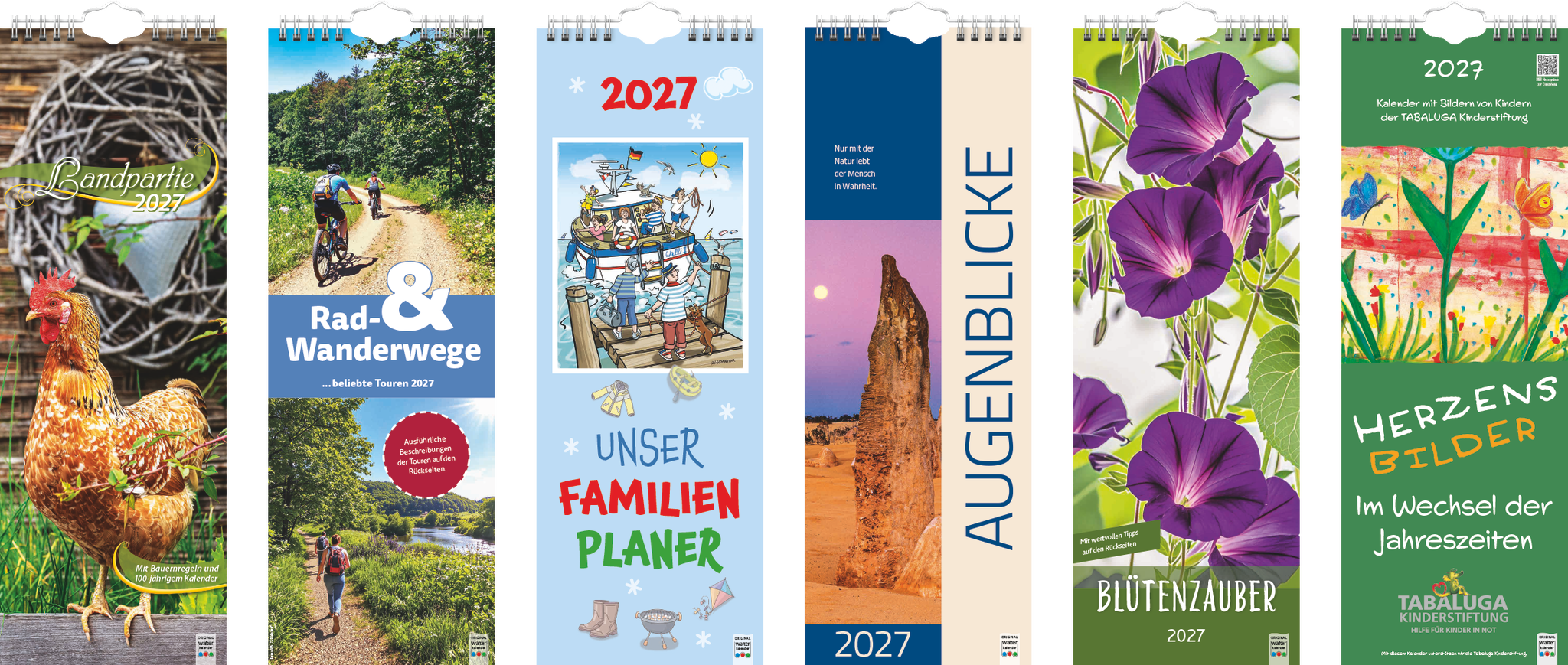 Streifenkalender 2027 | 15,5×42,8 cm, sortiert