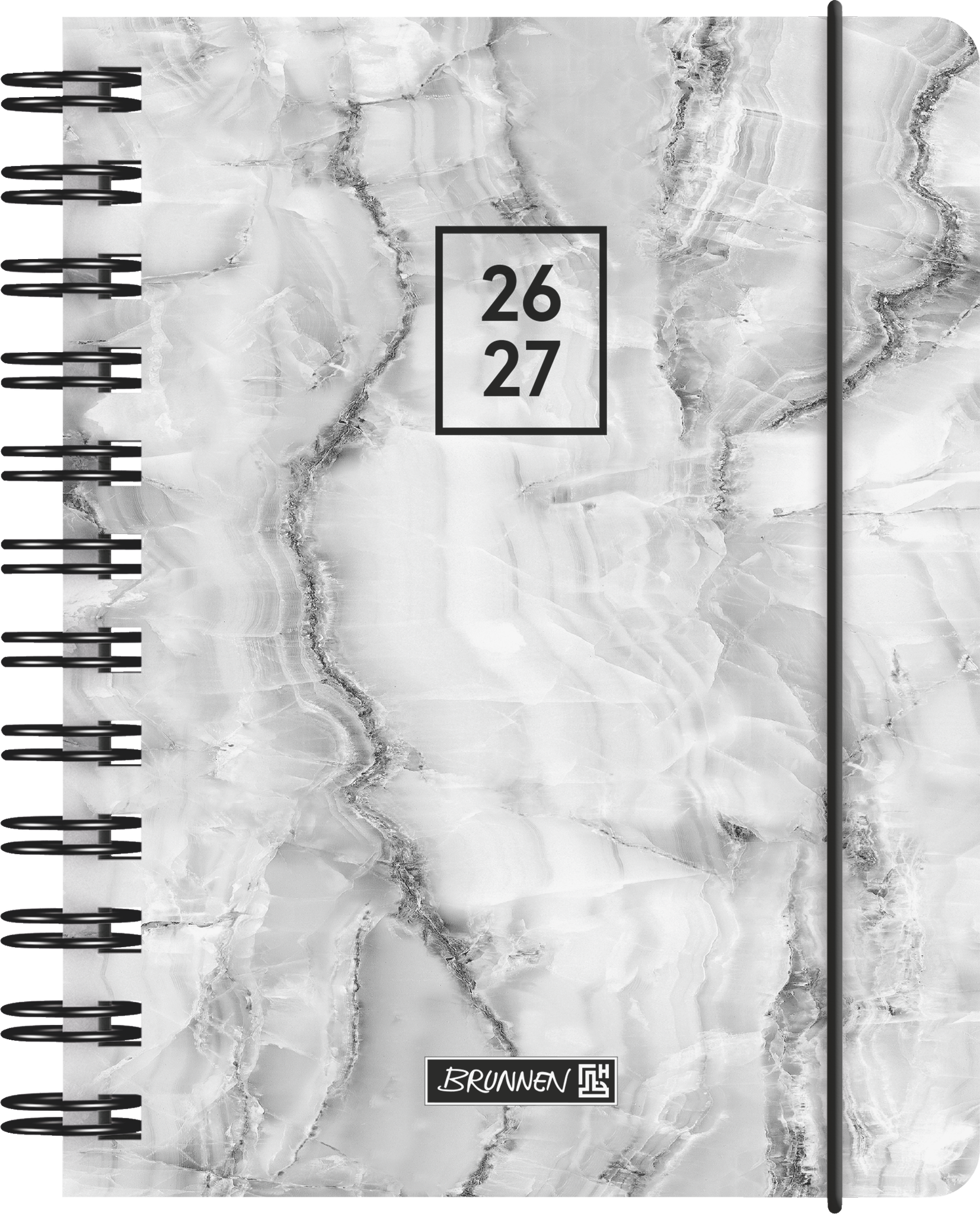 3 x Brunnen Schülerkalender A6 1 Tag/Seite Grey Marble 2026/2027