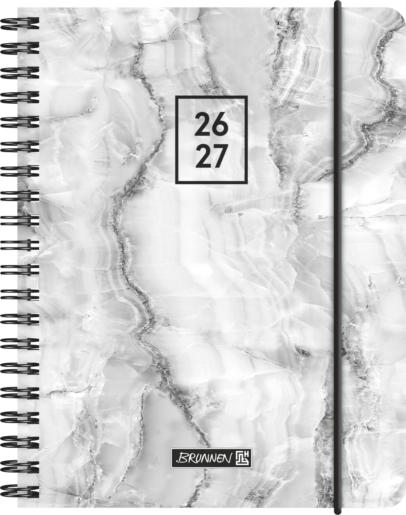 3 x Brunnen Schülerkalender A6 1 Woche/2 Seiten Grey Marble 2026/2027