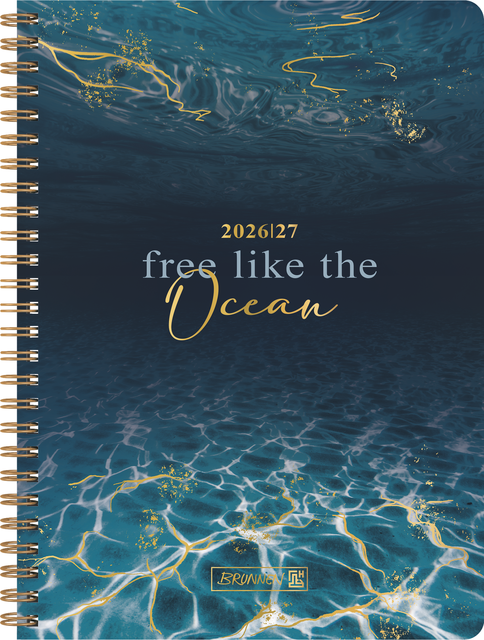 BRUNNEN Schülerkalender Ocean 2026/2027 mehrfarbig: blau, gold, 1 St.