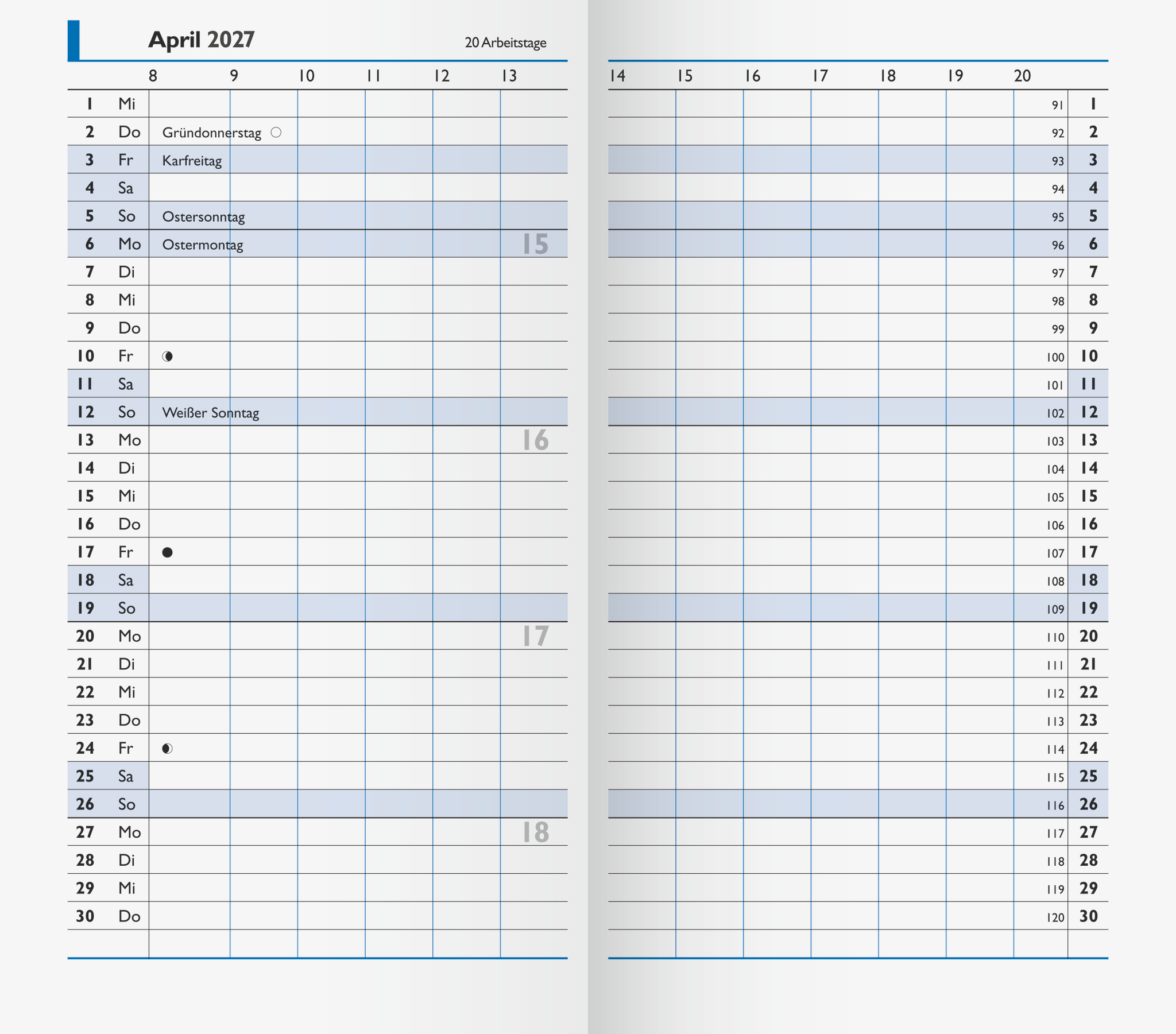 5 x Brunnen Ersatzkalendarium 750 Faltkalender 8,7x15,3cm 1 Monat/2 Se