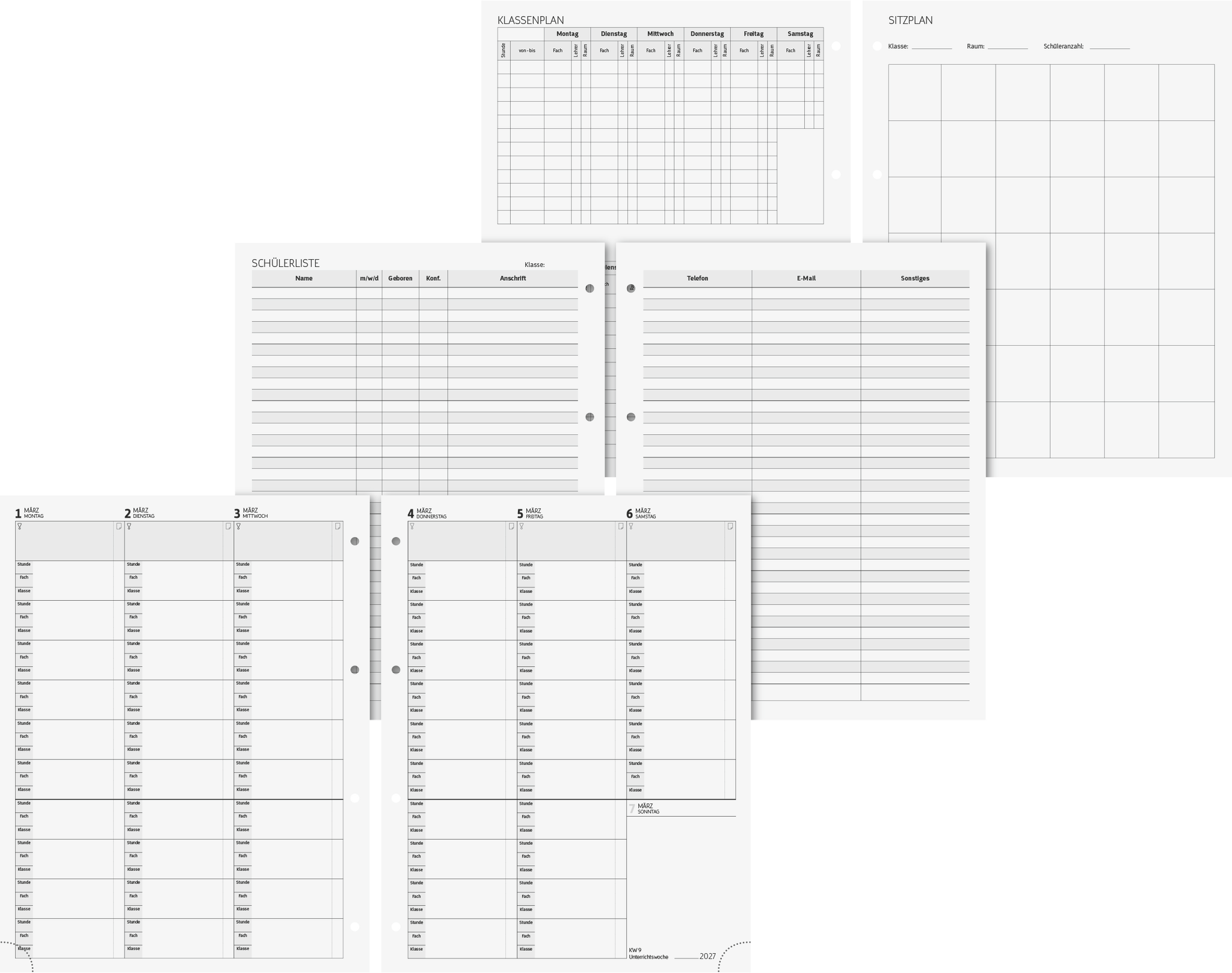 Brunnen Lehrerkalender Ersatzkalendarium 1 Woche/2 Seiten 2026/2027 ca