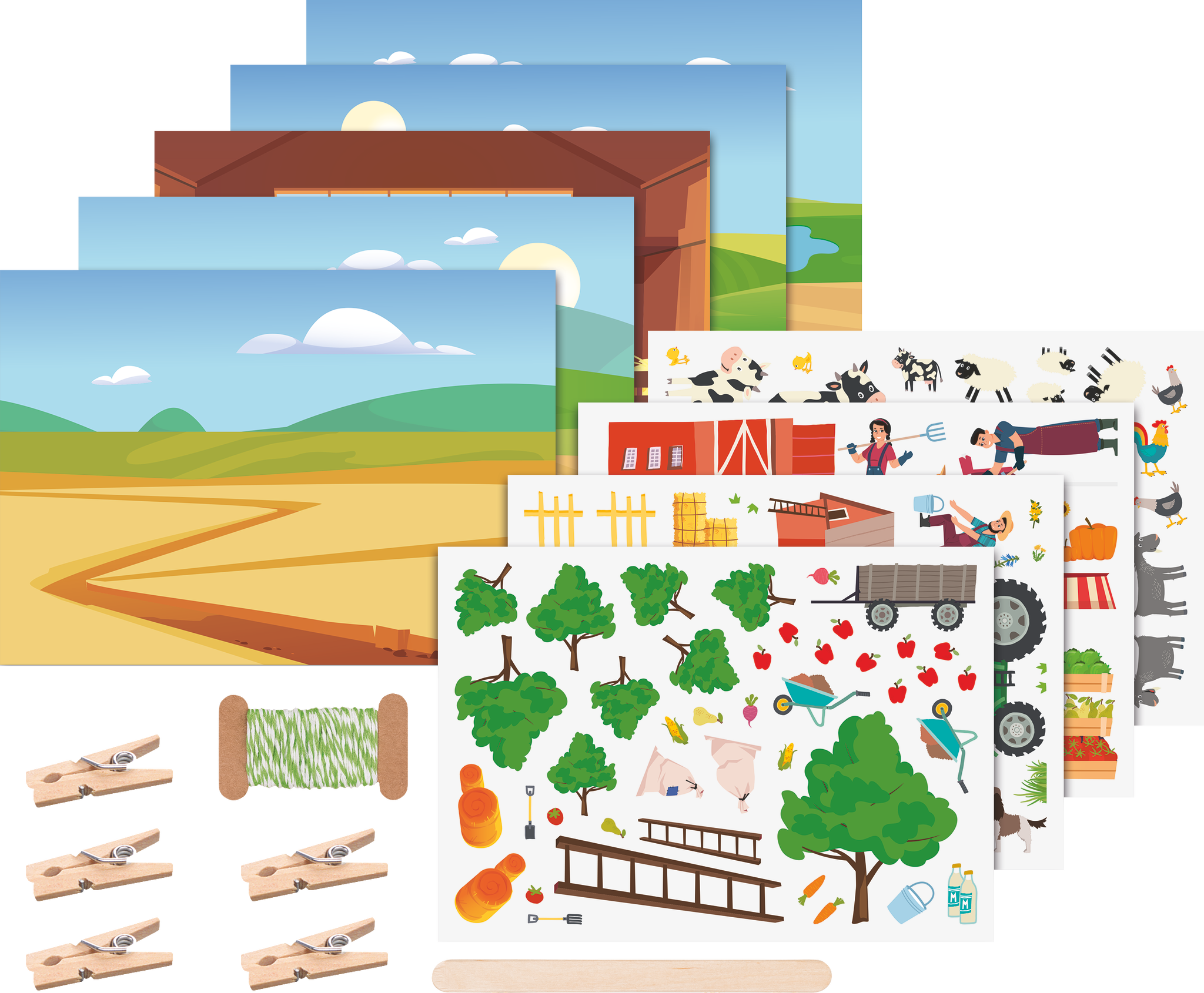 HEYDA Rubbelsticker Karten-Set Bauernhof Karten gestalten mit Rubbelstickern 5 bedruckte Postkarten - 1 Stück (203781002)