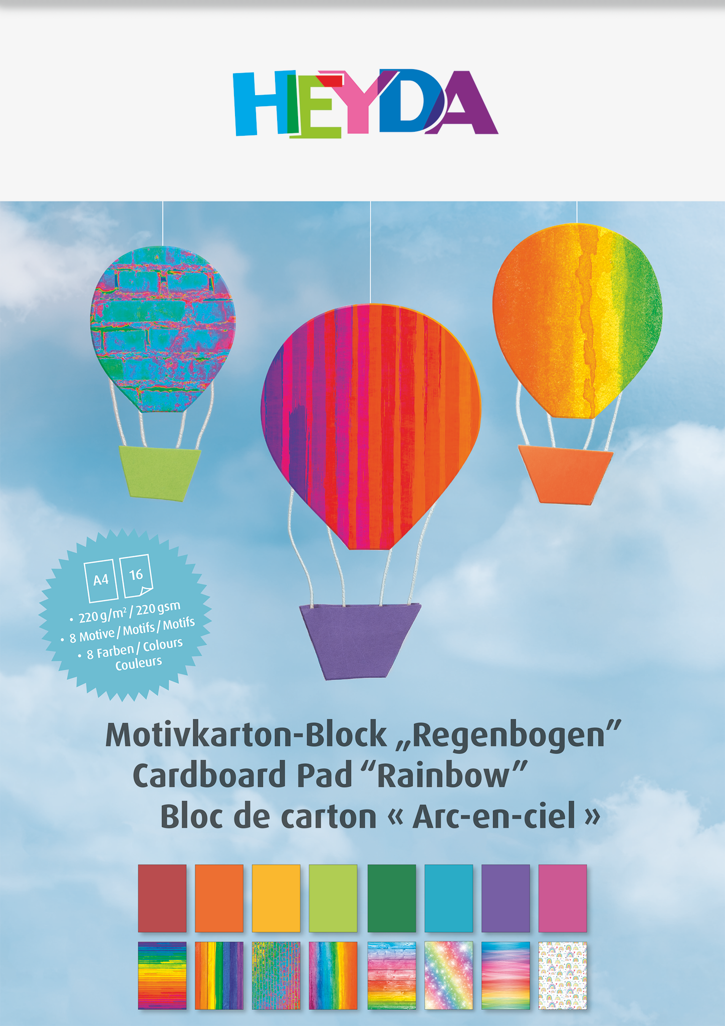 Motivkarton-Block „Regenbogen“ | A4, 16 Blatt, bunt/regenbogen