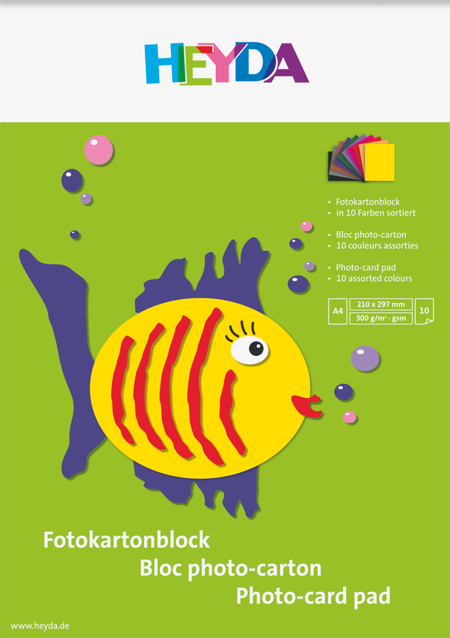 10 x Heyda Fotokarton A4 300g/qm 10 Blatt sortiert