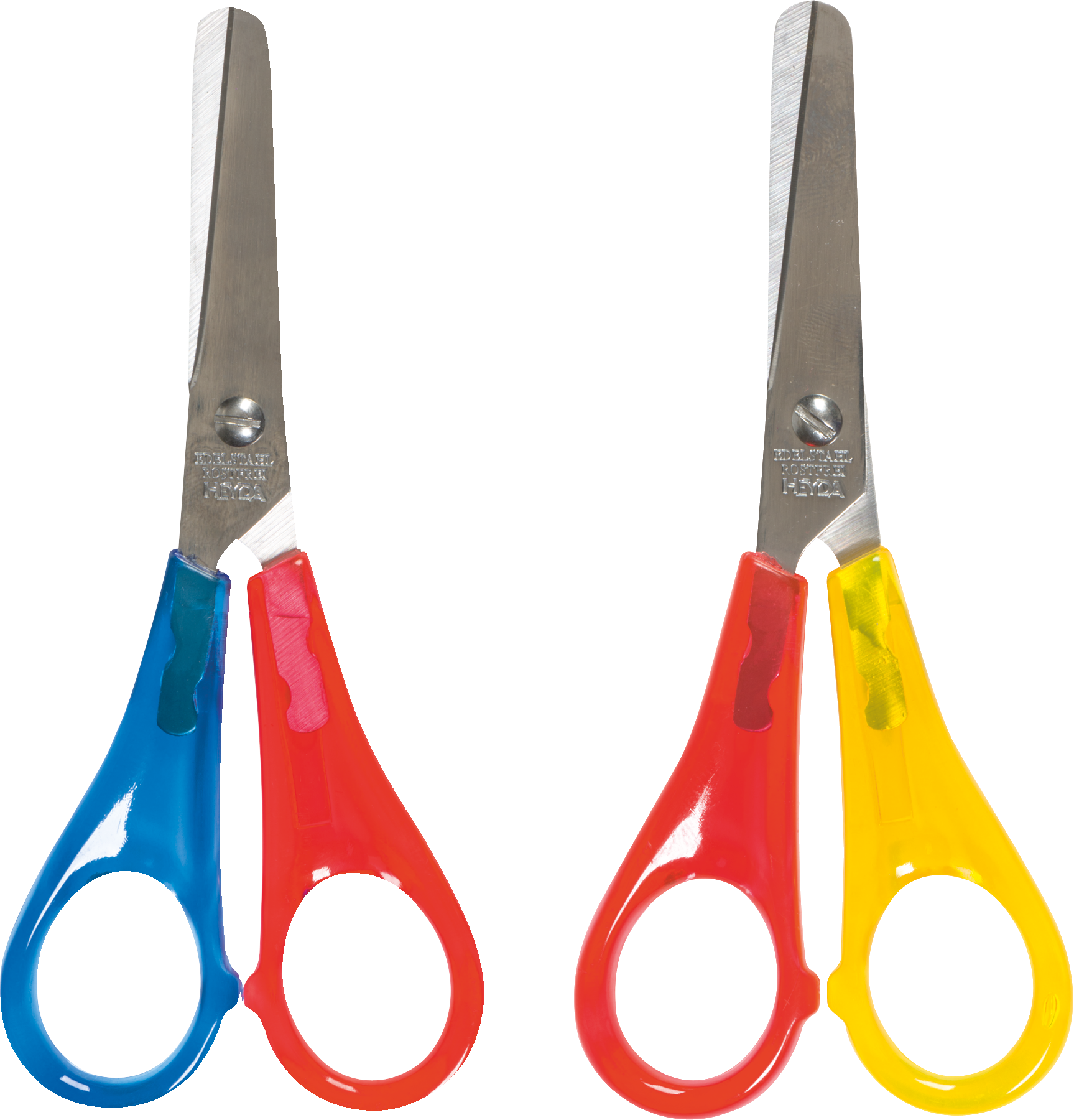 Kinderschere Linkshänder | abgerundet, 130 mm, sortiert, rot/gelb, rot/blau