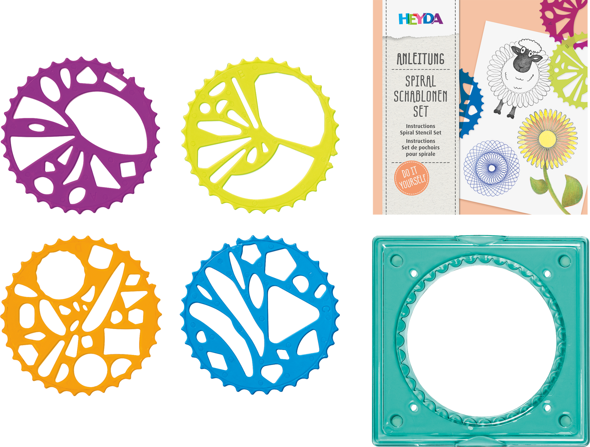 Spiralschablonen-Set | 140×140 mm, mehrfarbig