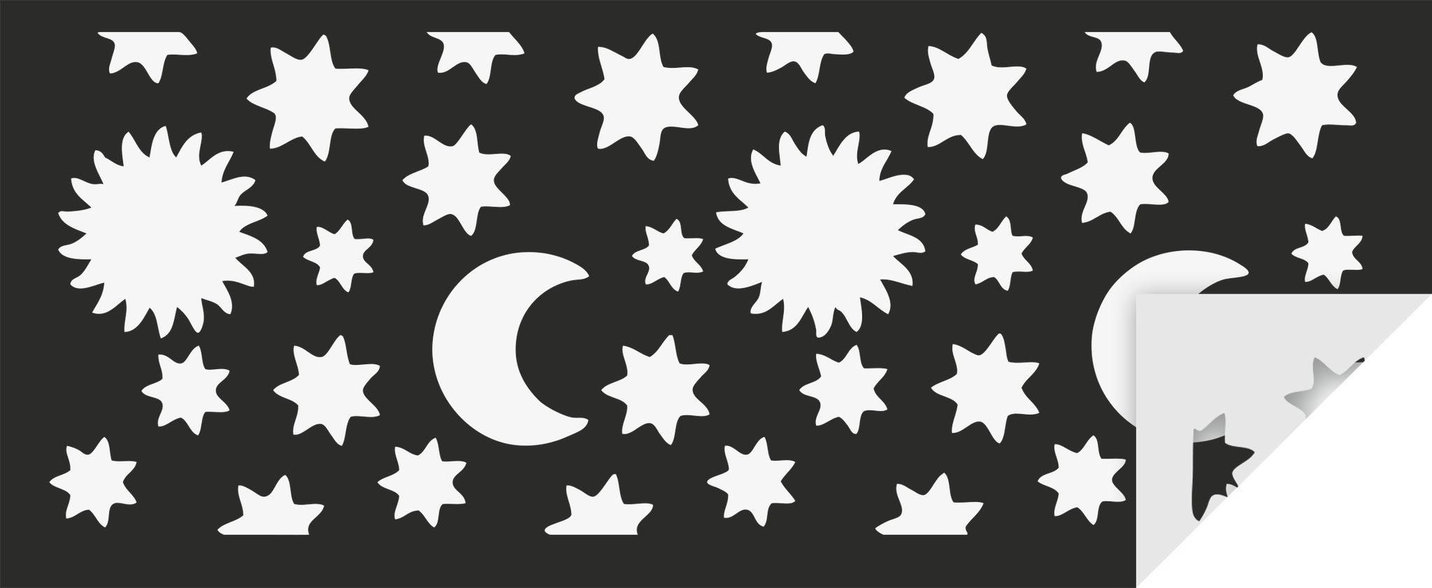 Laternen-Zuschnitt „Sonne - Mond - Sterne“ | 50×20,5 cm, 260 g/m², weiß/schwarz
