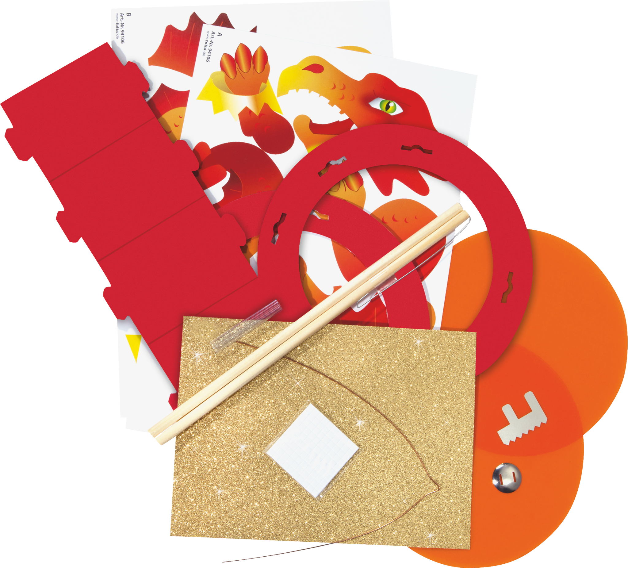 Laternen-Bastel-Set „Drache“ | orange/rot