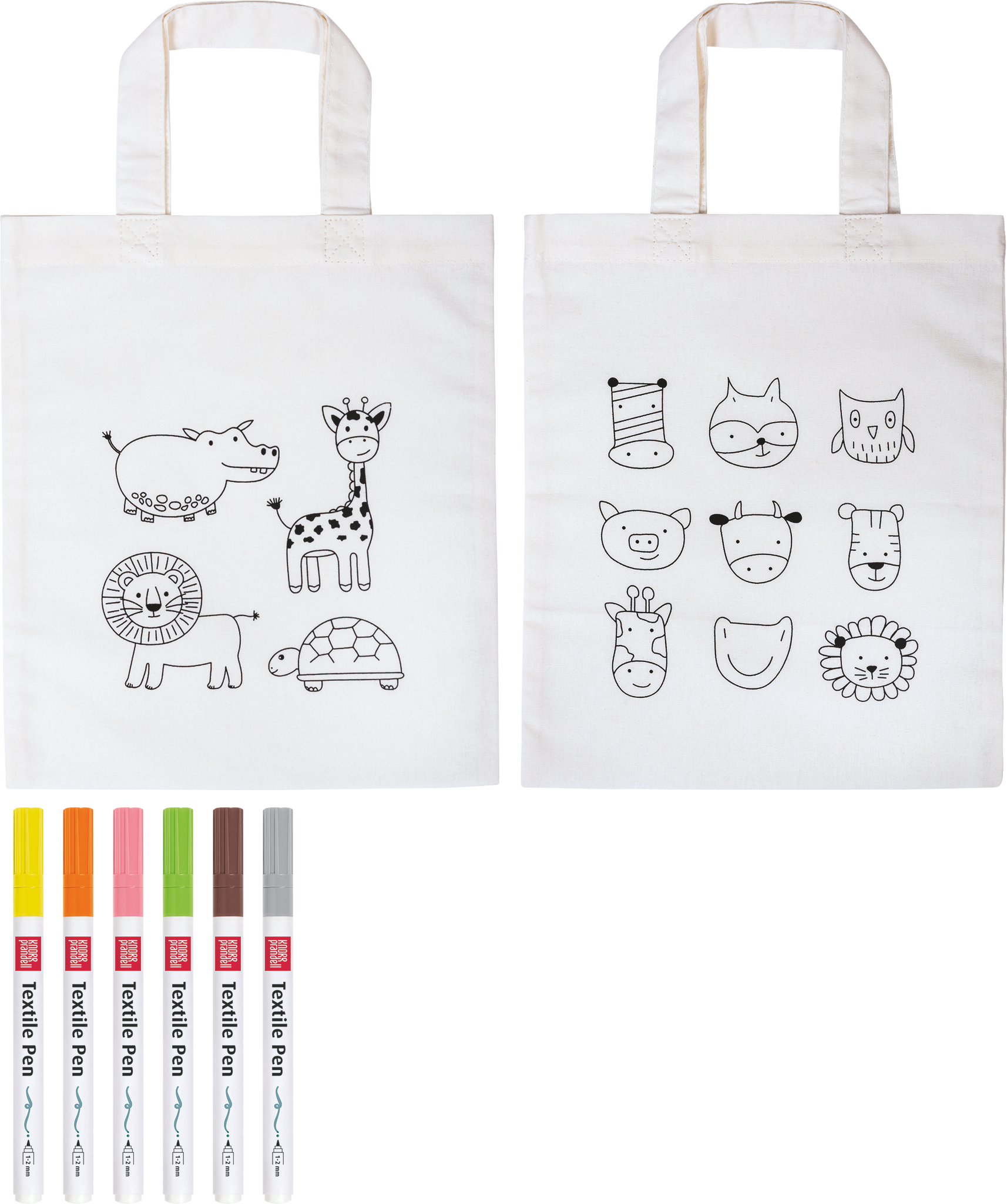 Bastel-Set Stoff bemalen „Animals & Zoo“ Kindertaschen