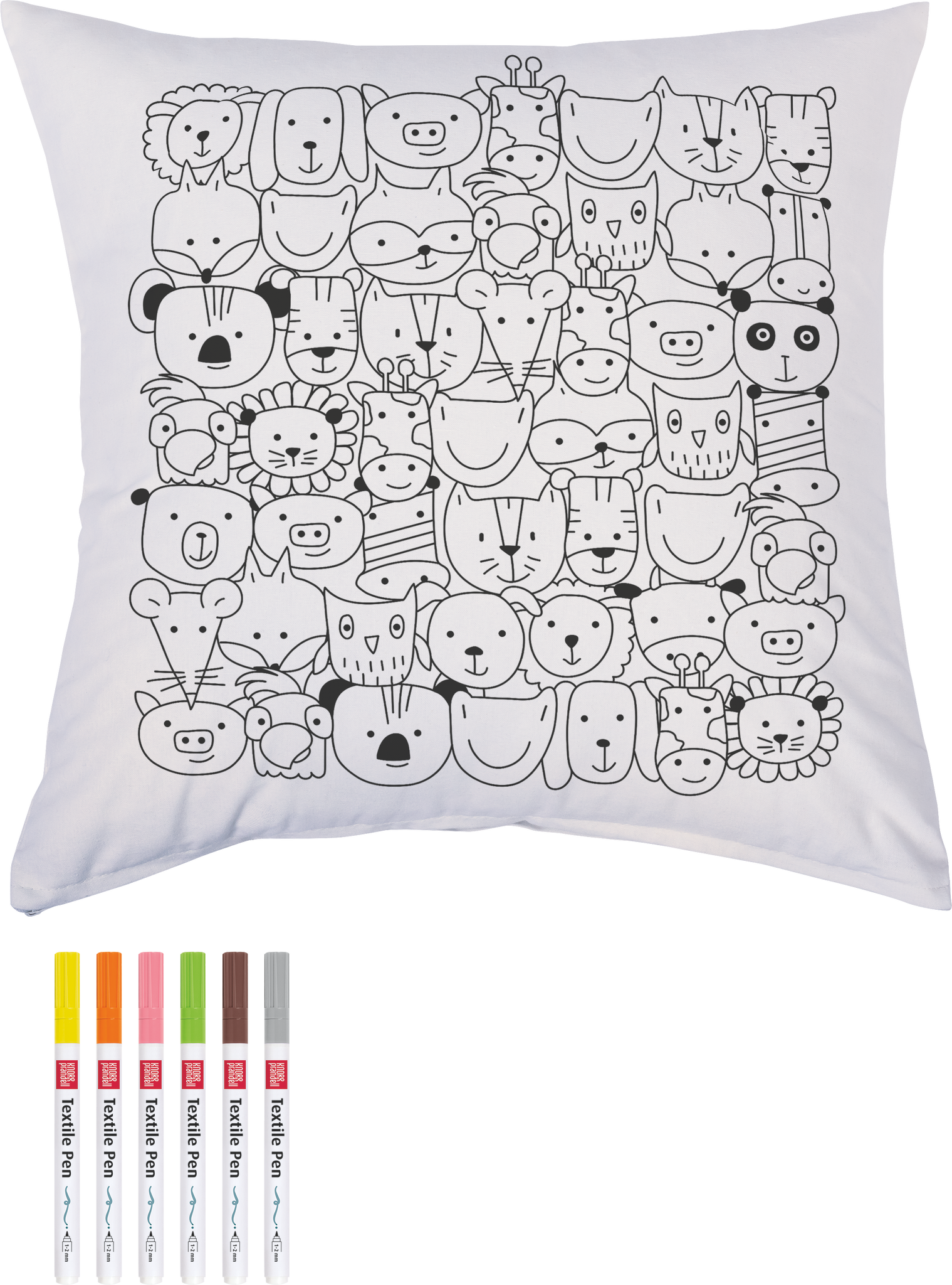 Bastel-Set Stoff bemalen „Animals“ Kissen