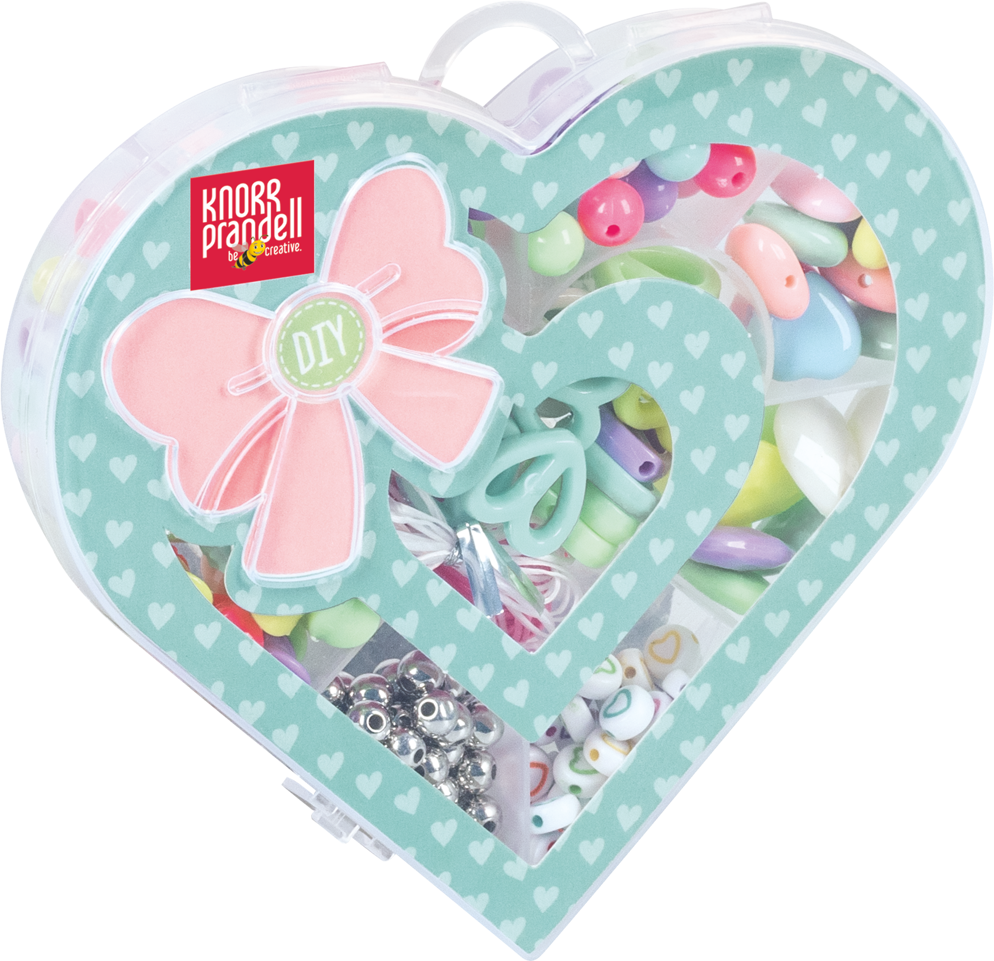 Schmuck-Set „Heart“ | 125×115×20 mm, mehrfarbig, pastell, 42 g