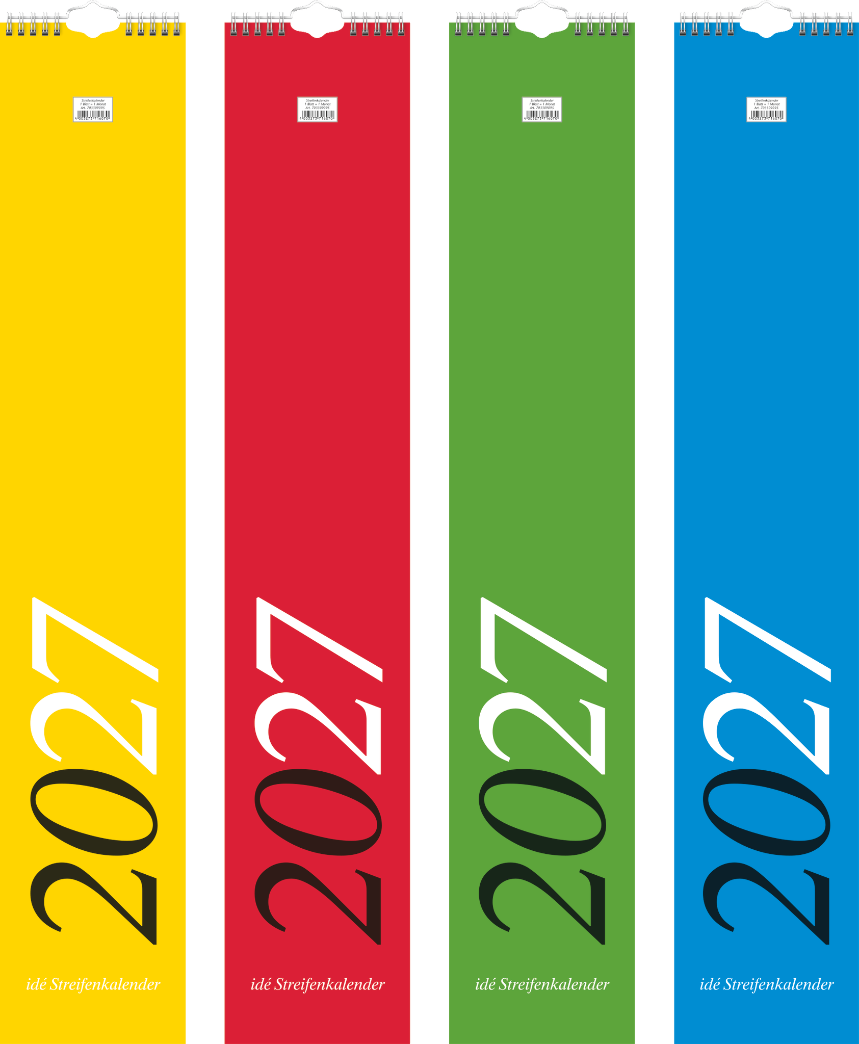 4 x Rido Streifenkalender 12x66cm 1 Monat/Seite 2027