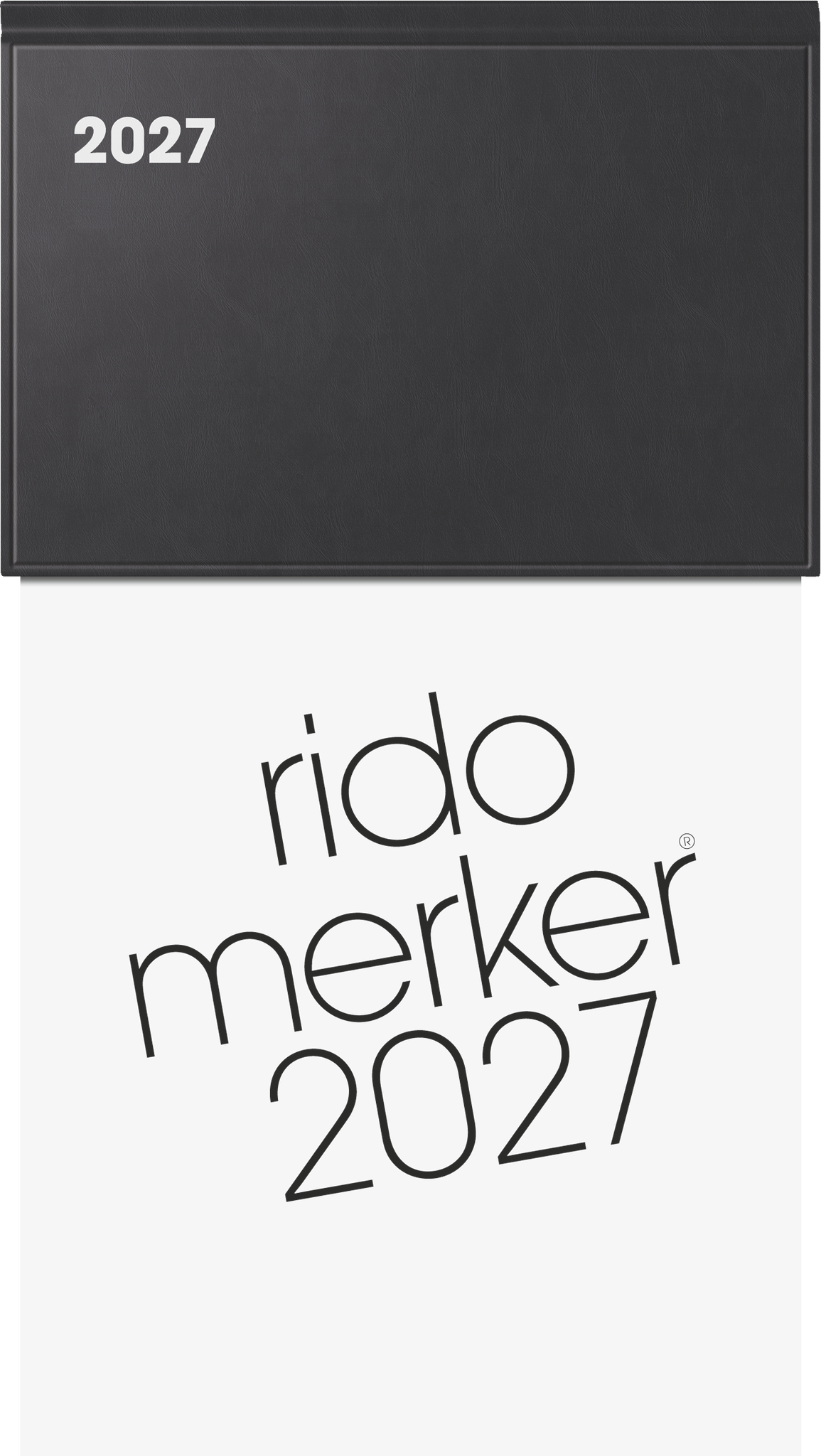 Rido Tischkalender Merker 10,8x20,1cm Kunststoff-Einband schwarz 2027