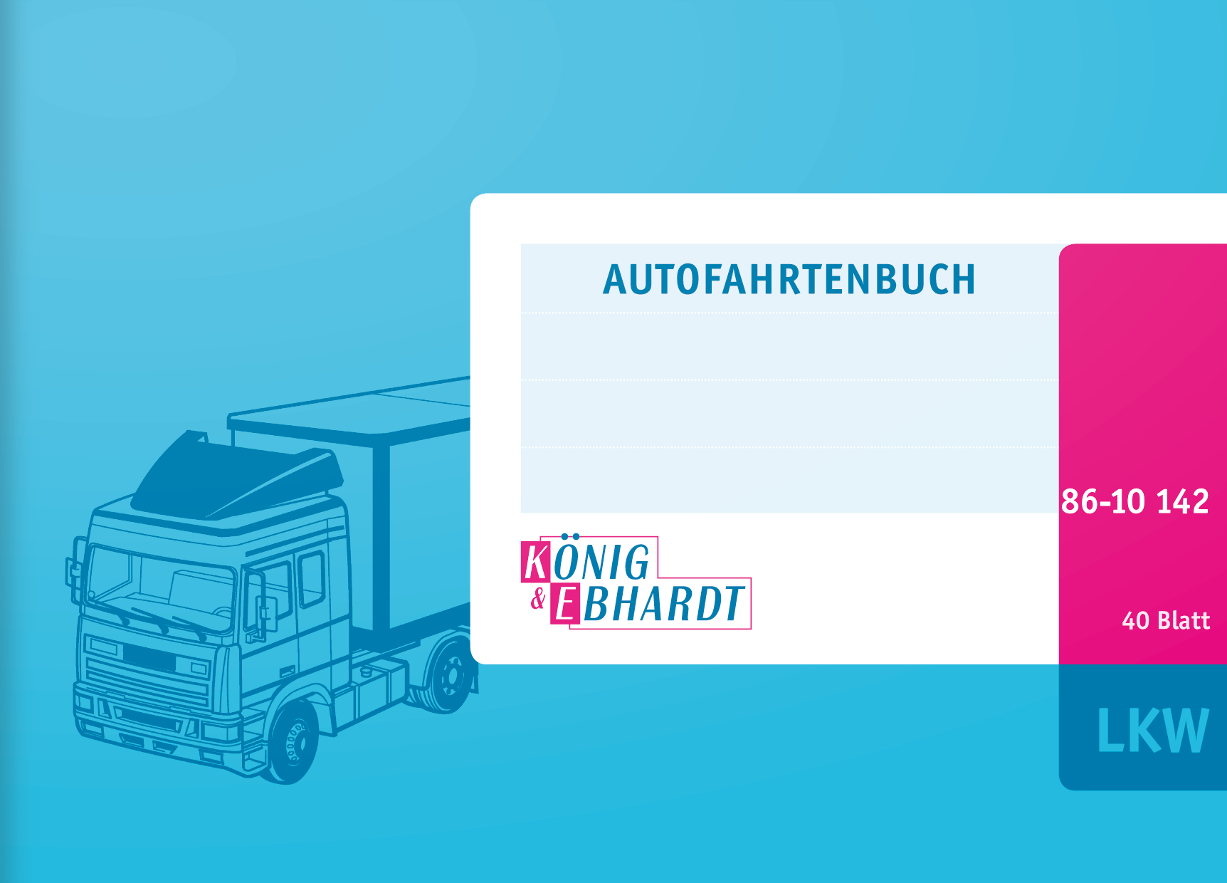 Fahrtenbuch „für LKW“ | A6 quer, 80 Seiten, Karton, magenta/hellblau