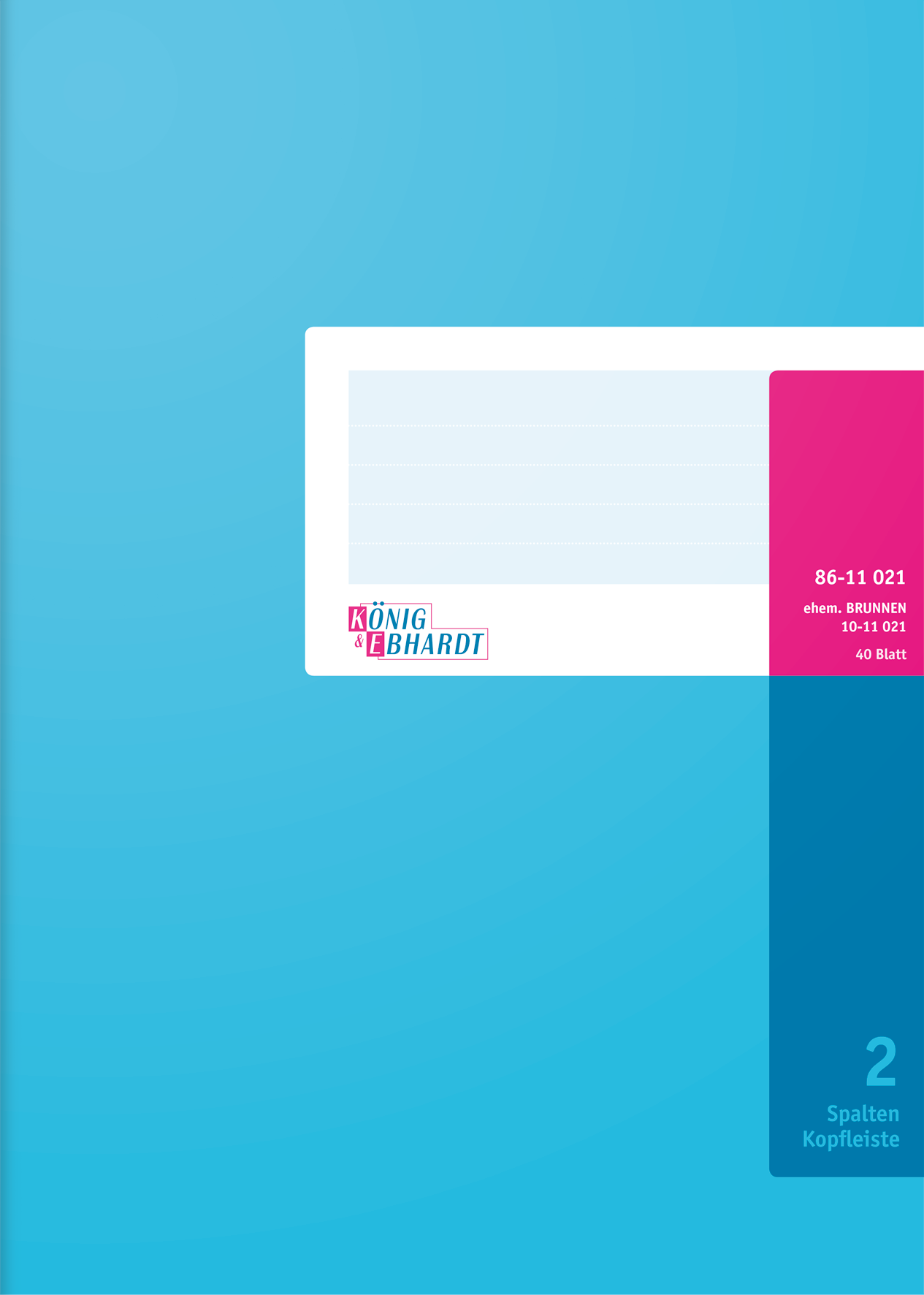 Spaltenbuch mit Kopfleiste | A4, 80 Seiten, 2 Spalten, Karton, magenta/hellblau