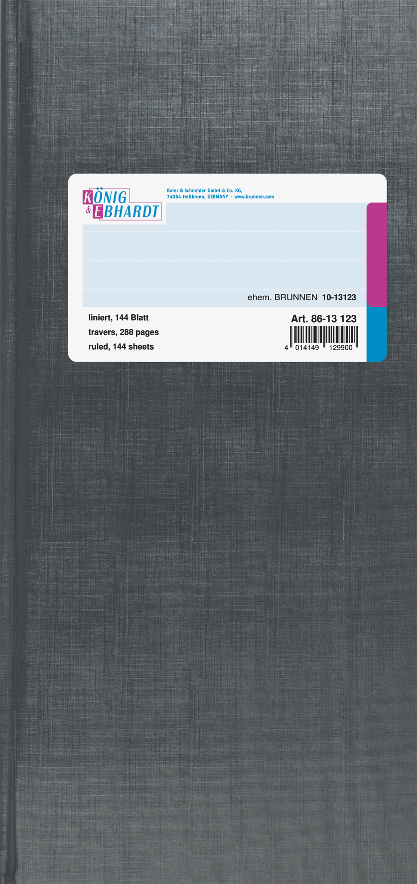 K+E Geschäftsbuch 13,7x29,7cm liniert 144 Blatt Deckenband
