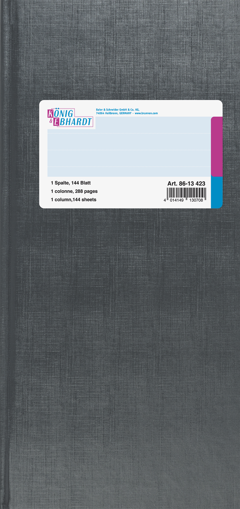 Spaltenbuch | 2/3 A4, 288 Seiten, 1 Spalten, Kunststoff, grau