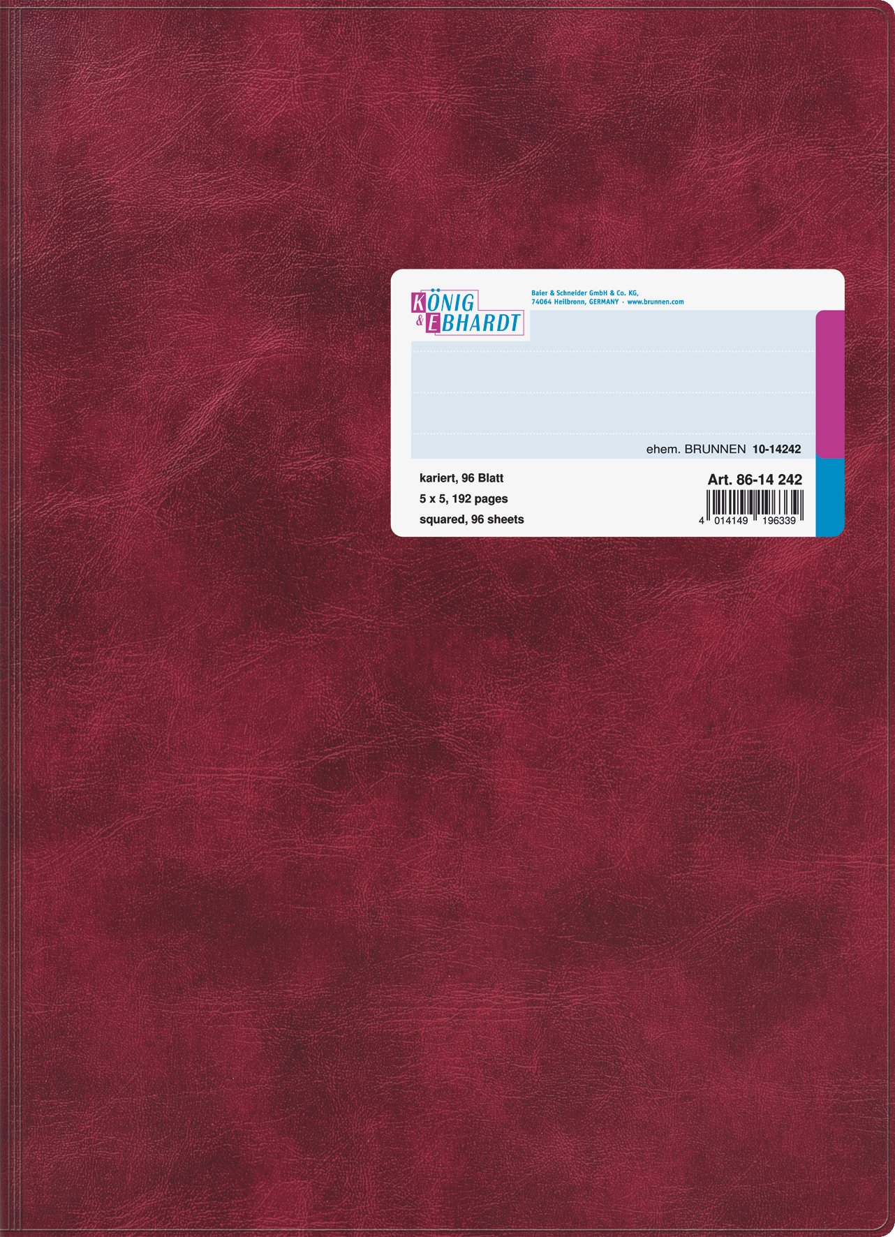 Geschäftsbuch | A4, 192 Seiten, kariert, Kunststoff, rot