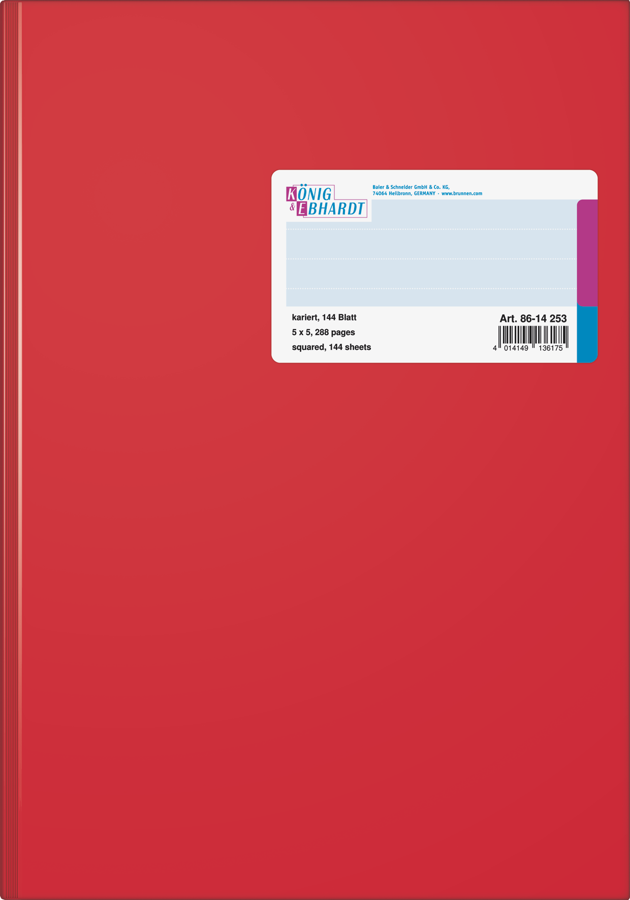 Geschäftsbuch | A4, 288 Seiten, kariert, Kunststoff, rot
