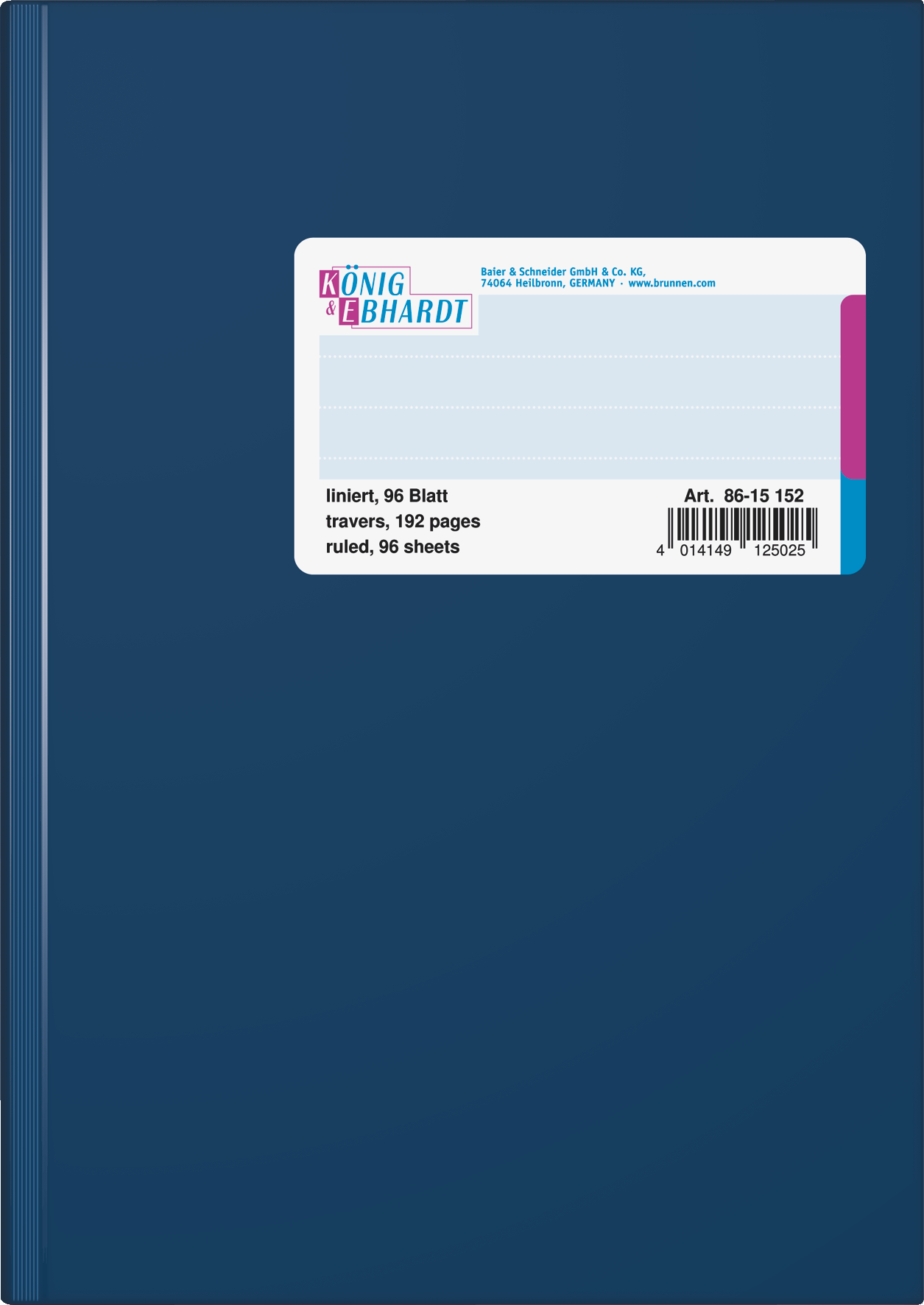 Geschäftsbuch | A5, 192 Seiten, liniert, Kunststoff, blau