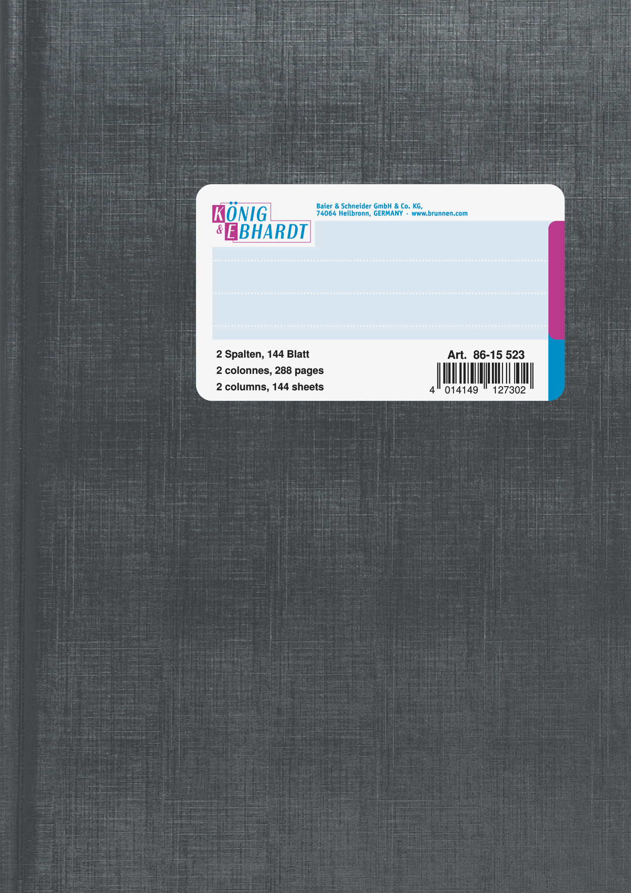 Spaltenbuch | A5, 288 Seiten, 2 Spalten, Kunststoff, grau