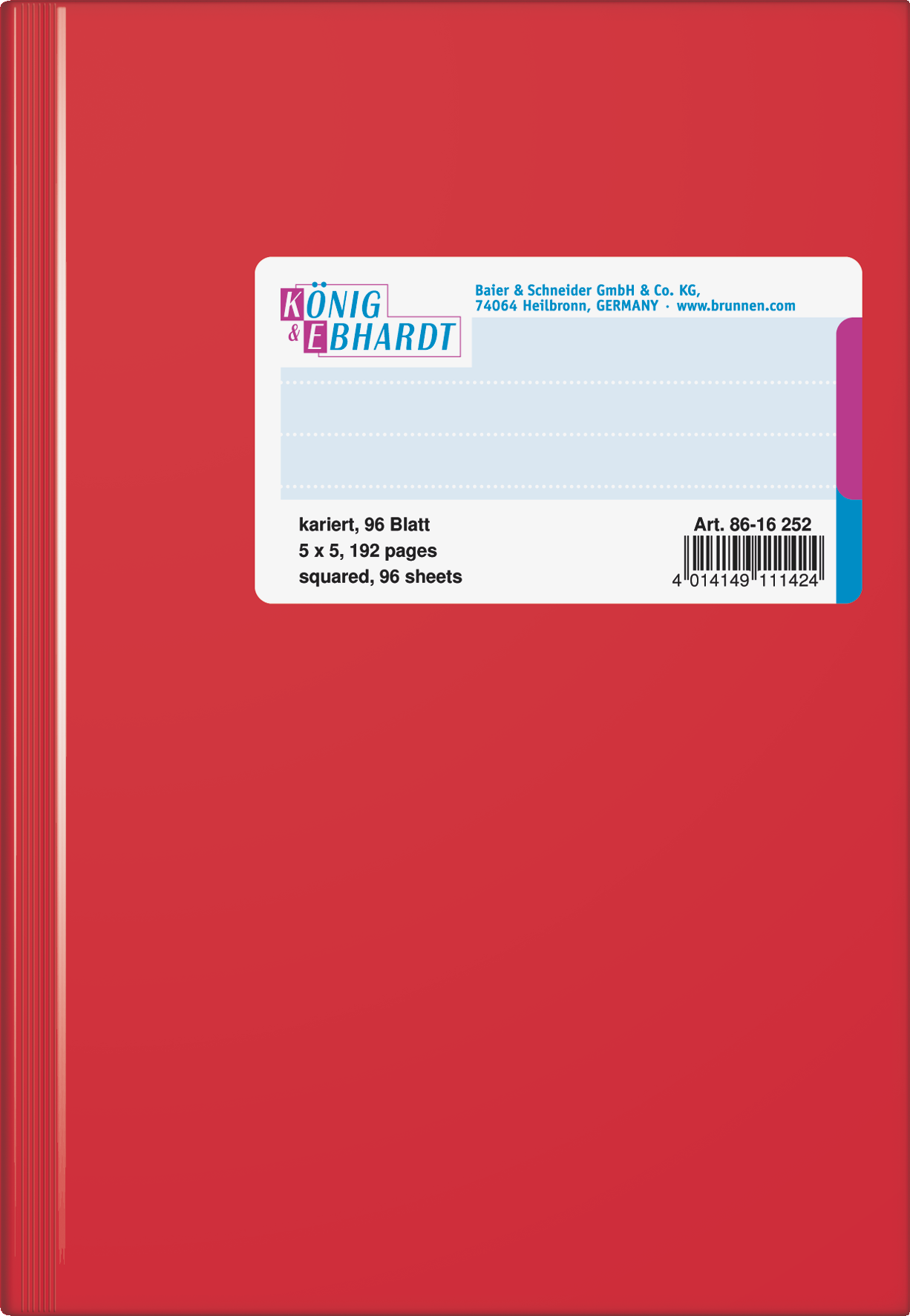 Geschäftsbuch | A6, 192 Seiten, kariert, Kunststoff, rot
