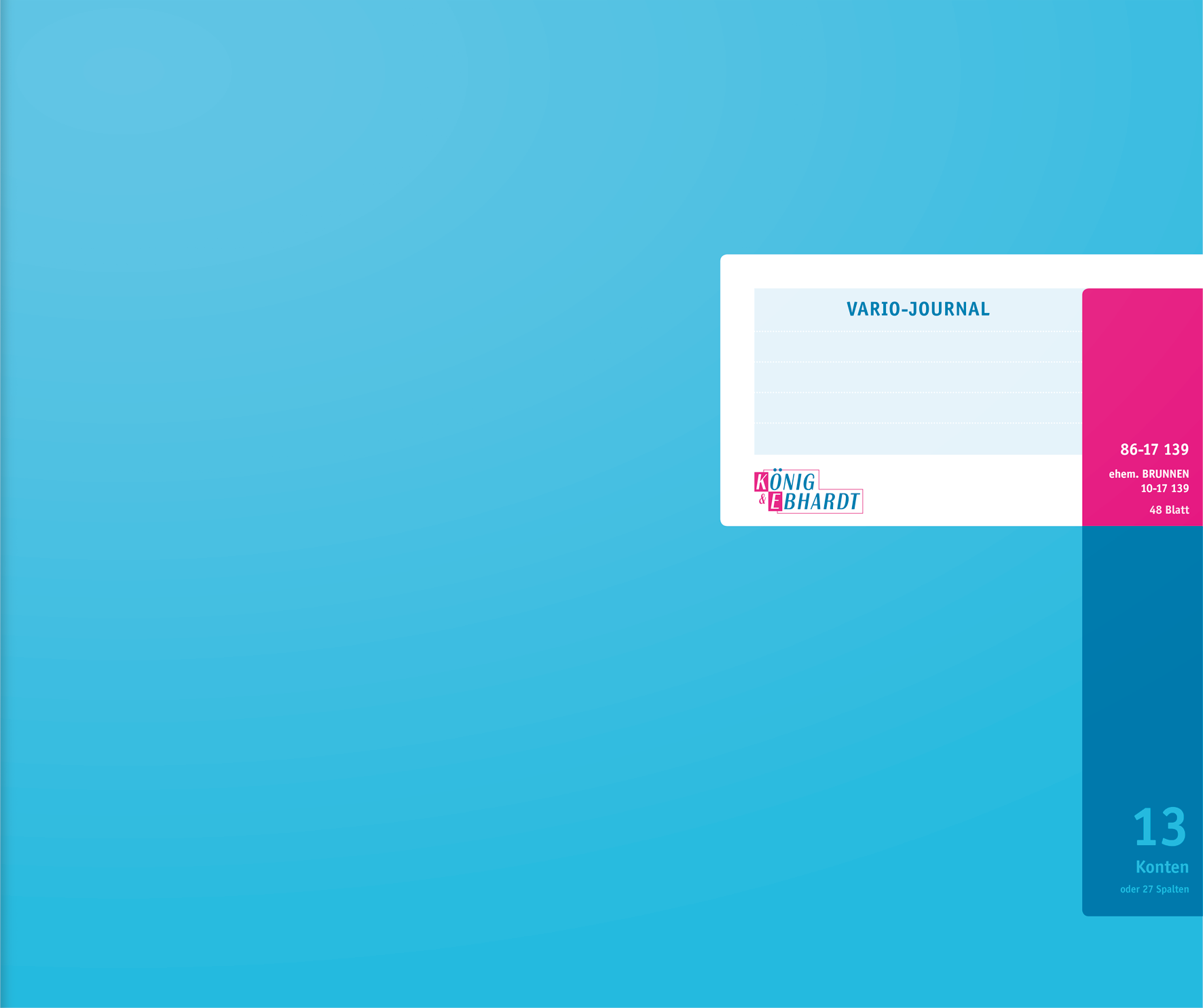 Vario-Journal mit Kopfleiste | 348×255 mm, 96 Seiten, Konten-Journal, Karton, magenta/hellblau