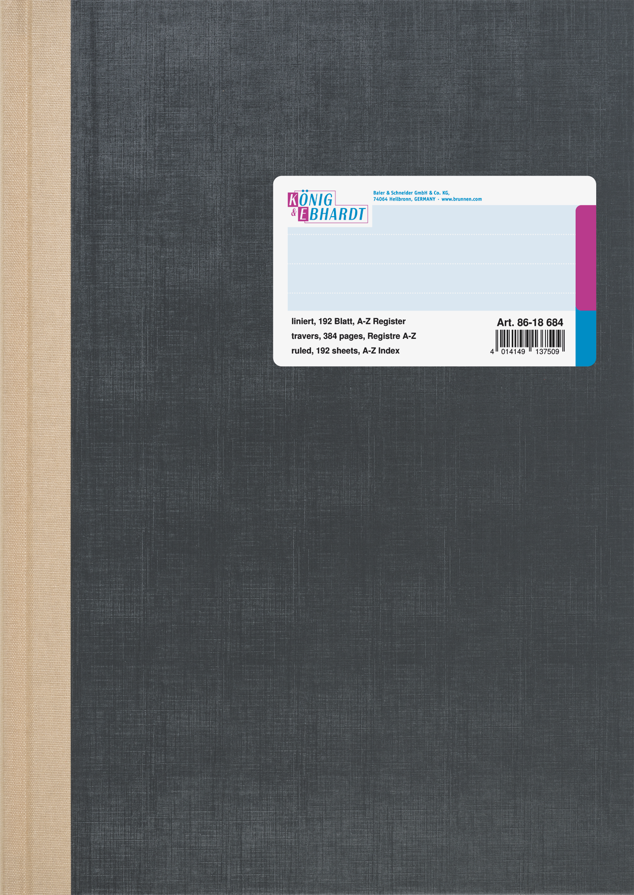 K+E Geschäftsbuch A4 liniert 192 Blatt Deckenband grau