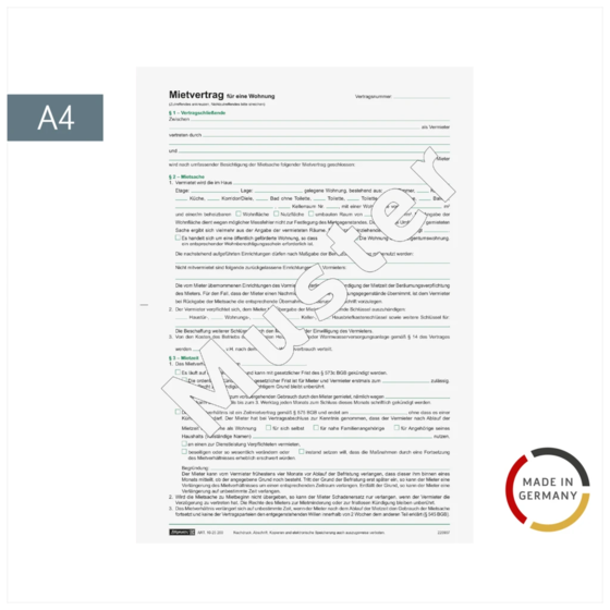 Formular „Mietvertrag für Wohnungen“ | A4