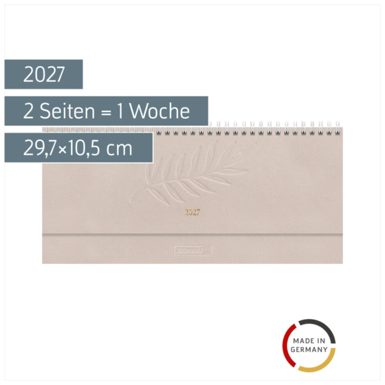 Querterminbuch Mod. 772 2027 | 29,7×10,5 cm, Karton, hanf
