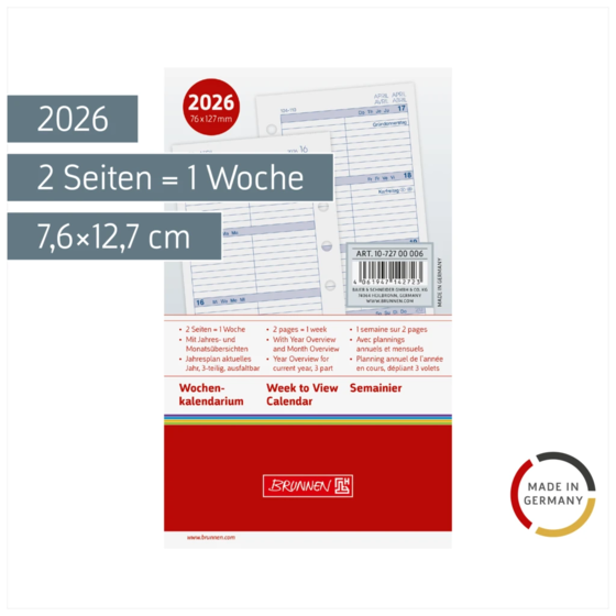 Wochenkalendarium MINI+ 2026 | A7