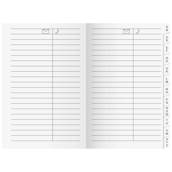 Adress-Registerheft | 7×11 cm, Karton, weiß