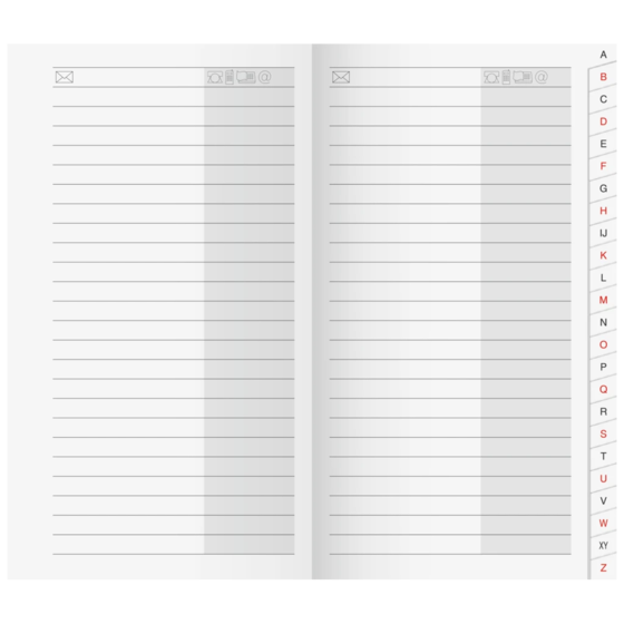 Adress-Registerheft laminierte Taben | 8,7×15,3 cm, Karton, weiß