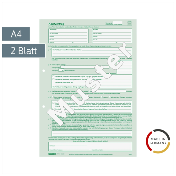 Formular „Kaufvertrag“ | A4, 2 Blatt