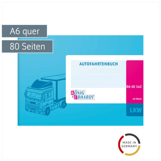 Fahrtenbuch „für LKW“ | A6 quer, 80 Seiten, Karton, magenta/hellblau