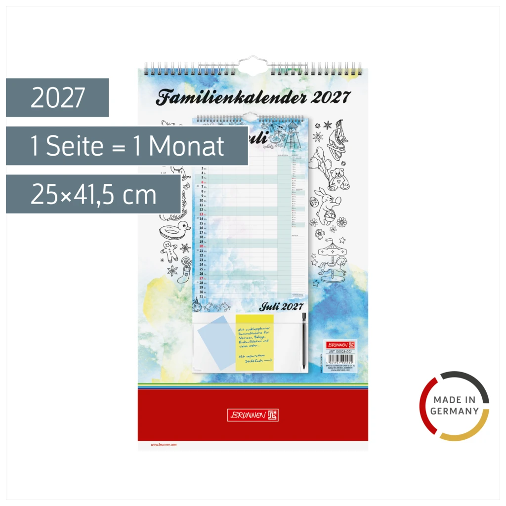Familienkalender 2027 „Aquarell“ | 25×41,5 cm