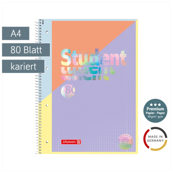 Collegeblock Premium Student „Intoxicate“ | A4, Lineatur 28, 80 Blatt, koralle/violett