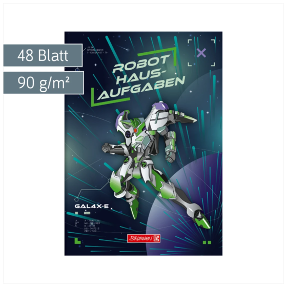 Hausaufgabenheft Robot Heroes | A5, 48 Blatt, dunkelblau/grün