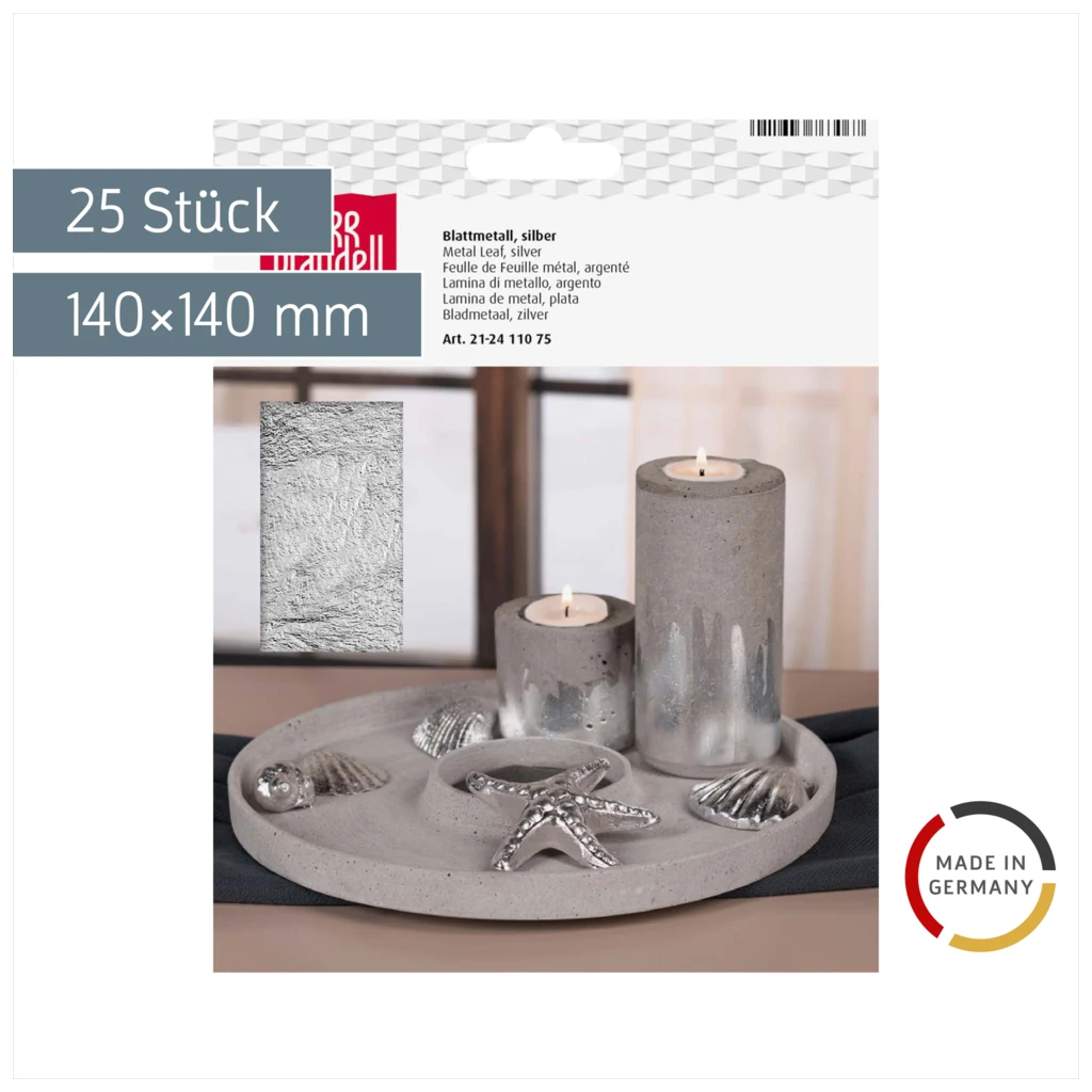 Blattmetall | 140×140 mm, silber, 25 Stück