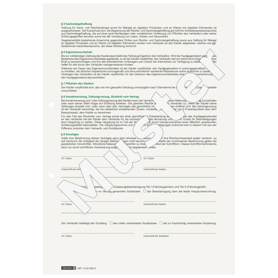 Formular „Universal Kfz-Kaufvertrag“ | A4