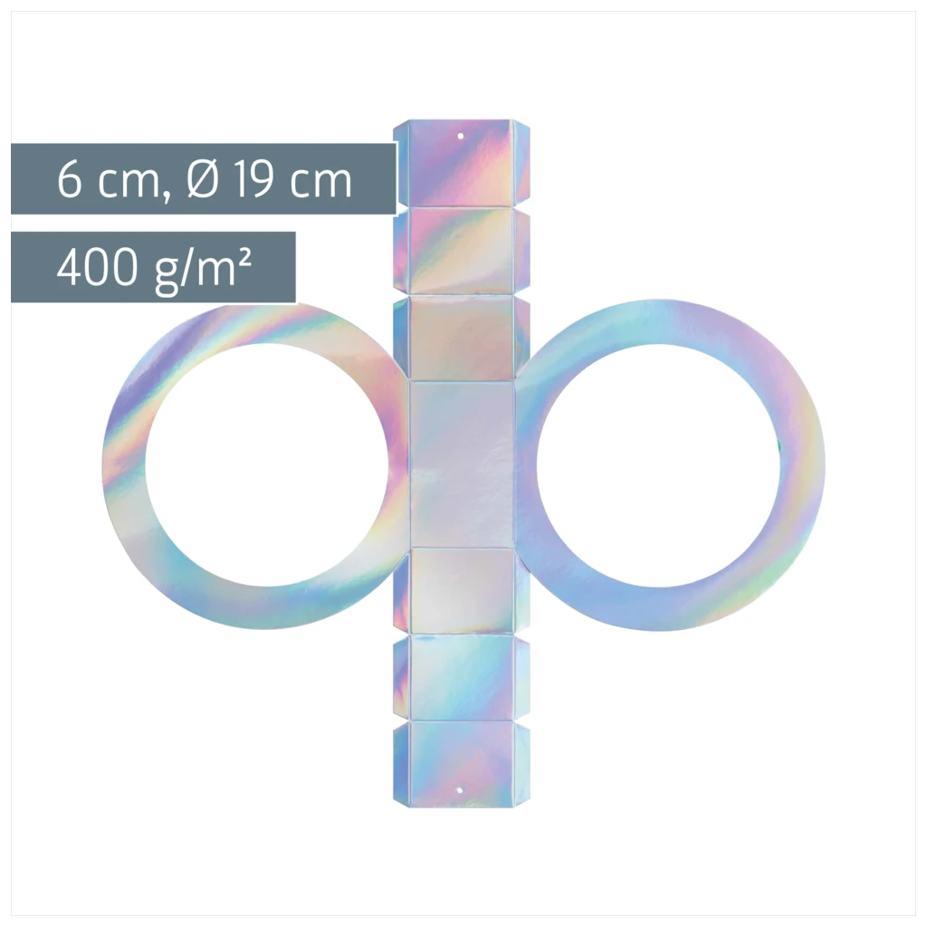 Rundlaternen-Zuschnitt | Ø 19 cm 6 cm, 400 g/m², silber irisierend