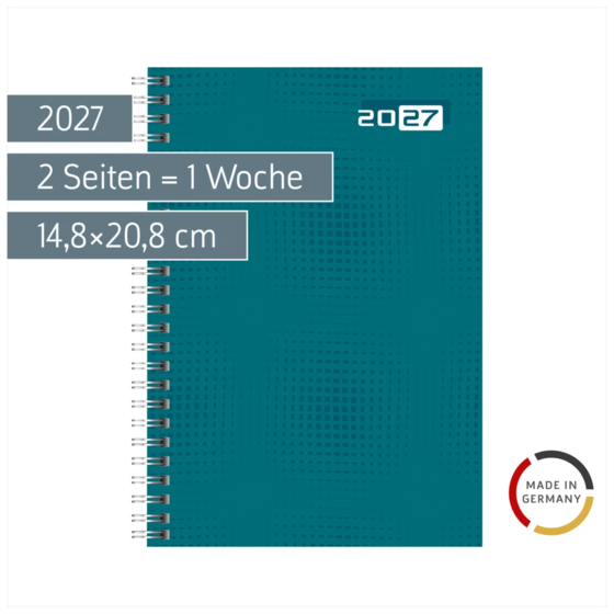 Buchkalender Colour Line Mod. futura 2 2027 | A5, Papier, petrol