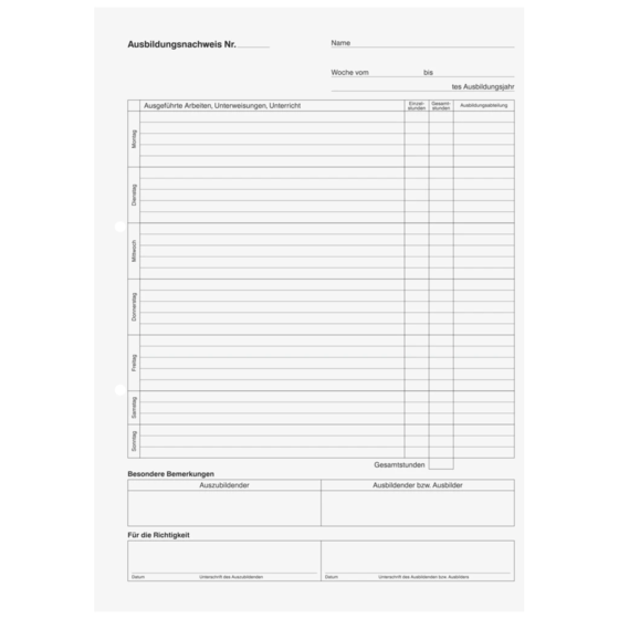 Ausbildungsnachweisblock | A4, 28 Blatt, blau