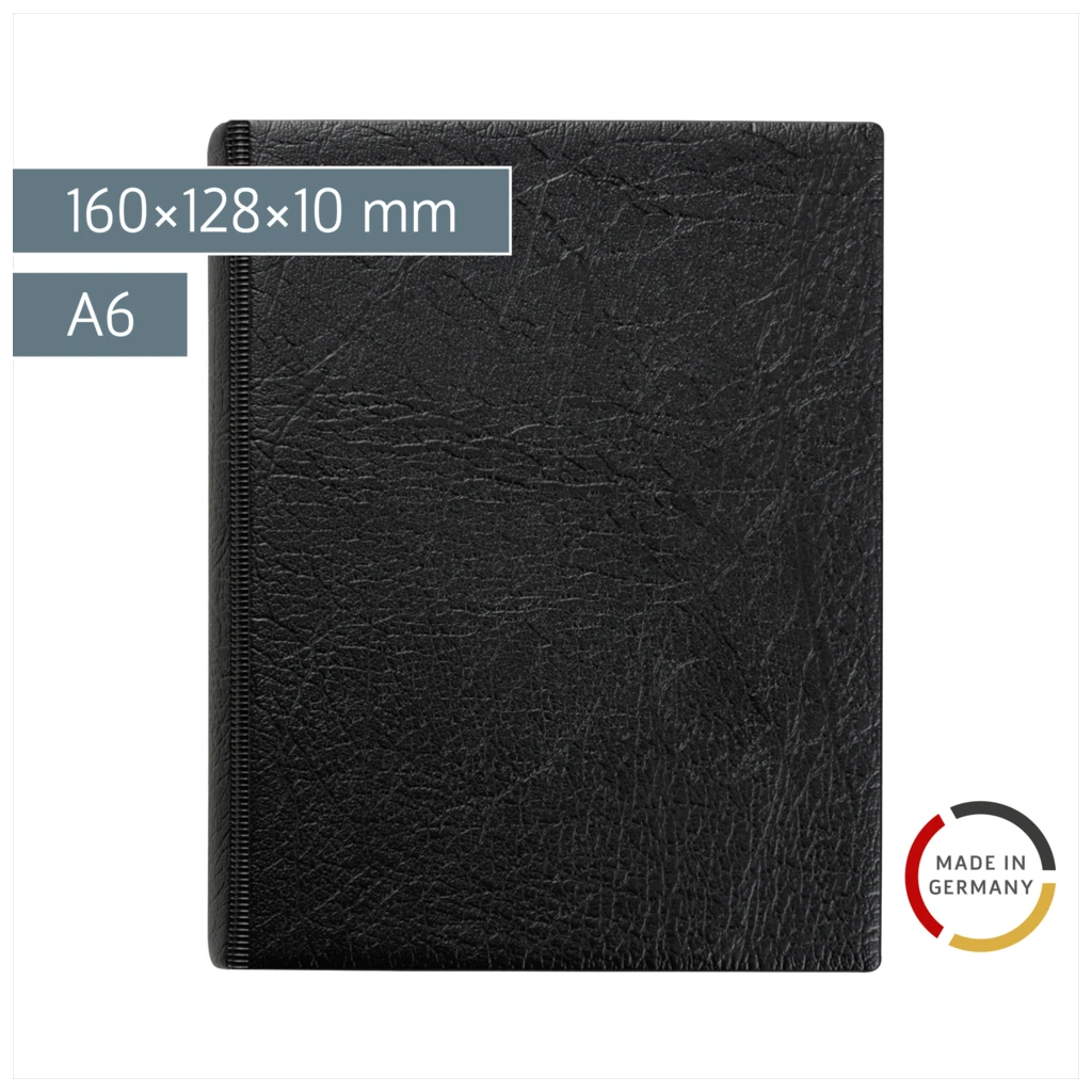 Taschen-Ringbuch | A6, 4-Ring-Kipphebel-Mechanik, Füllhöhe: 10 mm, schwarz