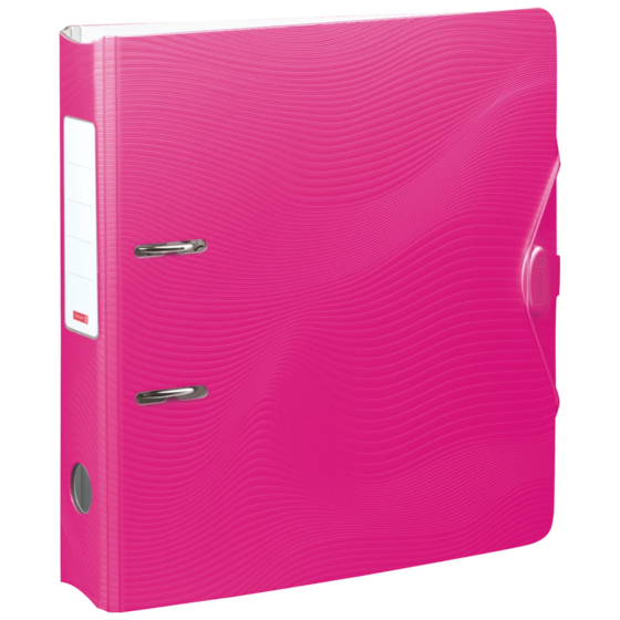 Ordner „WAVE“ Colour Code | A4, 70 mm, Hebelmechanik mit gummiertem Griff, pink