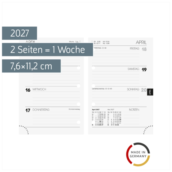 Wochen-Ersatzkalendarium Mod. 723 2027 | 7,6×11,2 cm
