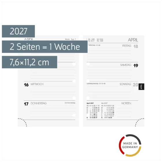 Wochen-Ersatzkalendarium Mod. 723 2027 | 7,6×11,2 cm